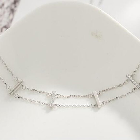 NEW 925 Sterling Silver Diamond Bar Bracelet J - Picture 8 of 10